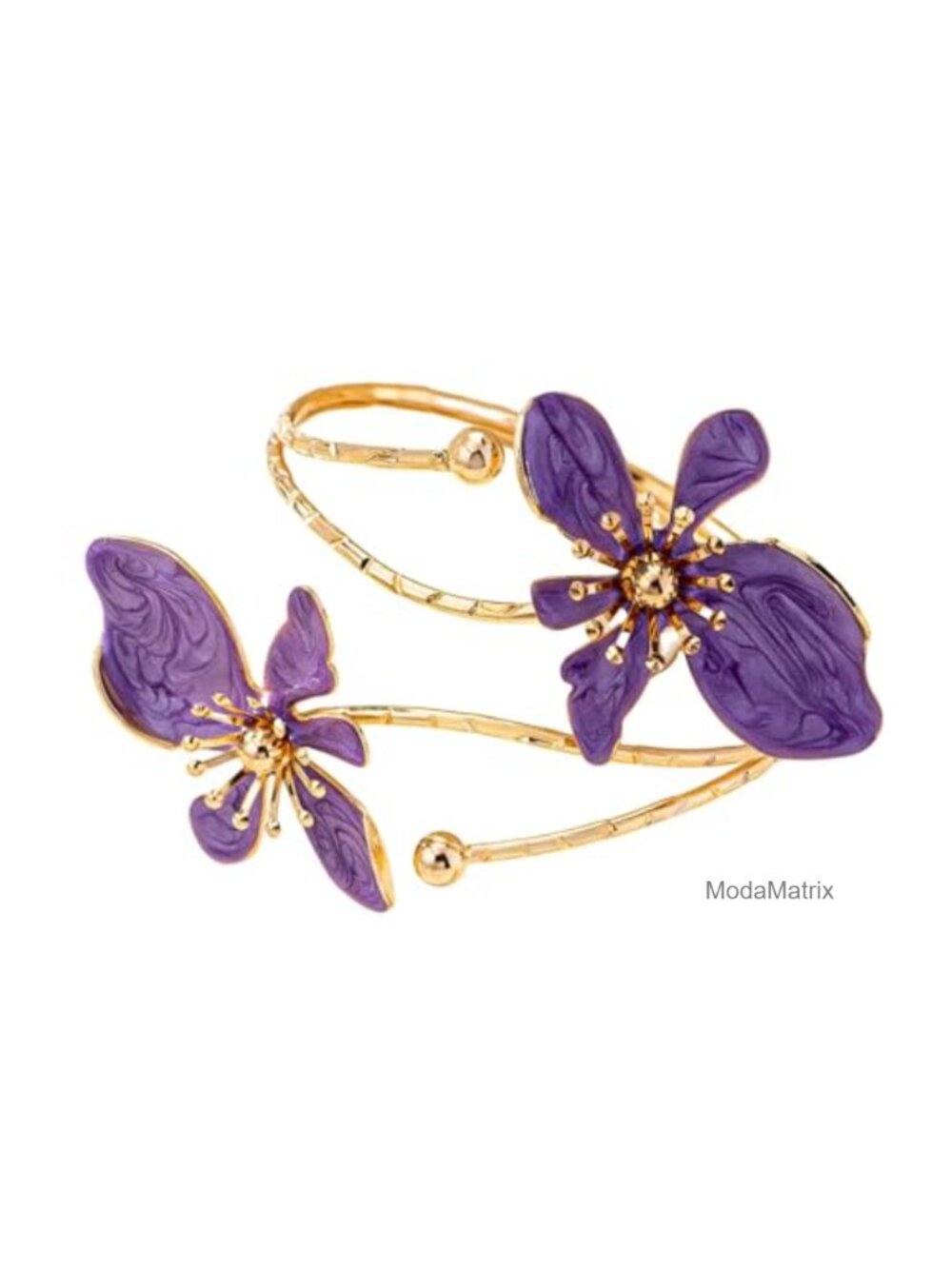 Chunky Gold Flower Arm Cuff Bracelet Boho Upper Arm Statement Open Bangle